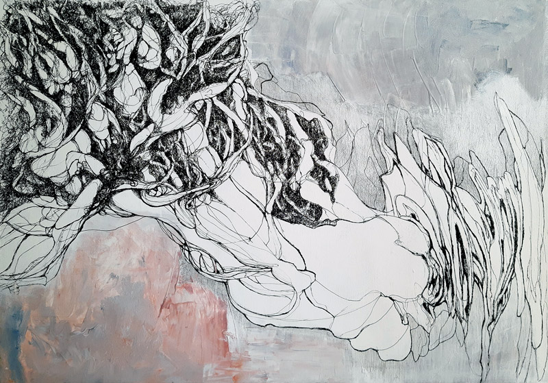 "nude visions #2" Tusche, 30 x 40 cm, 2021